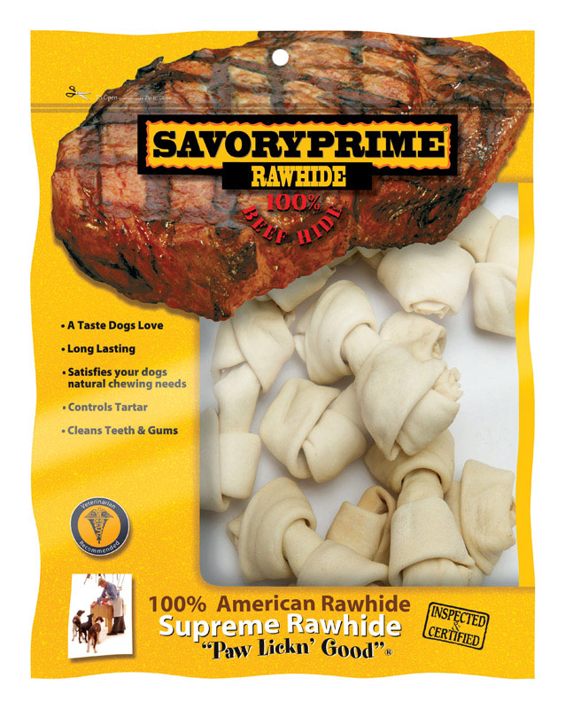 SAVORY PRIME - Savory Prime Supreme Small Adult Knotted Bone Rawhide 4-5 in. L 10 pk