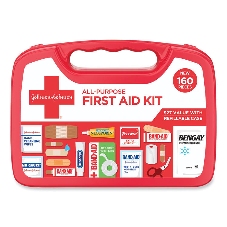 Johnson & Johnson Red Cross - All-Purpose First Aid Kit, 160 Pieces, Plastic Case