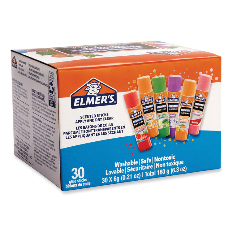 Elmer's - Clear School Glue Stick, Scented, Assorted, 0.21 oz, Dries Clear, 30/Pack