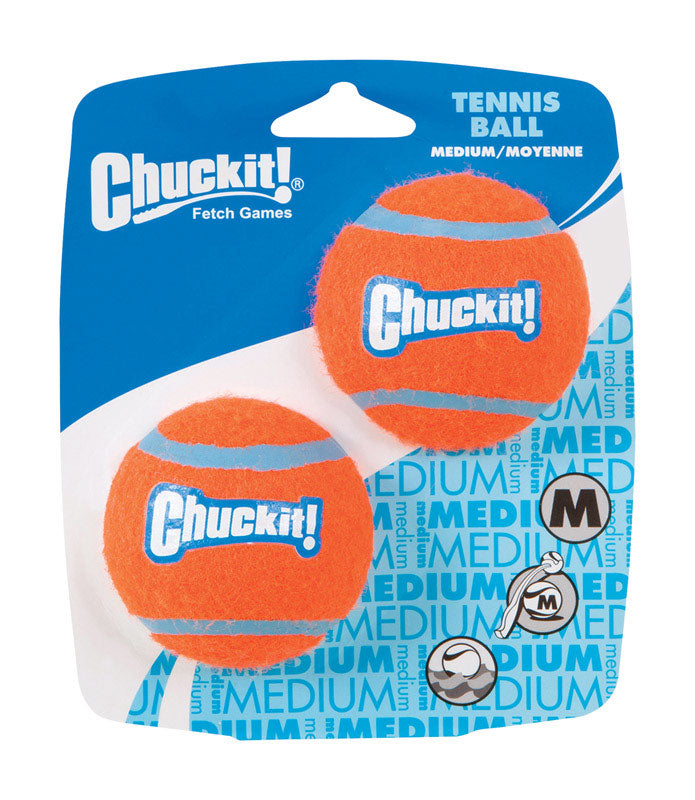 CHUCKIT! - Chuckit! Blue/Orange Rubber Ball Launcher Tennis Balls Medium 2 pk