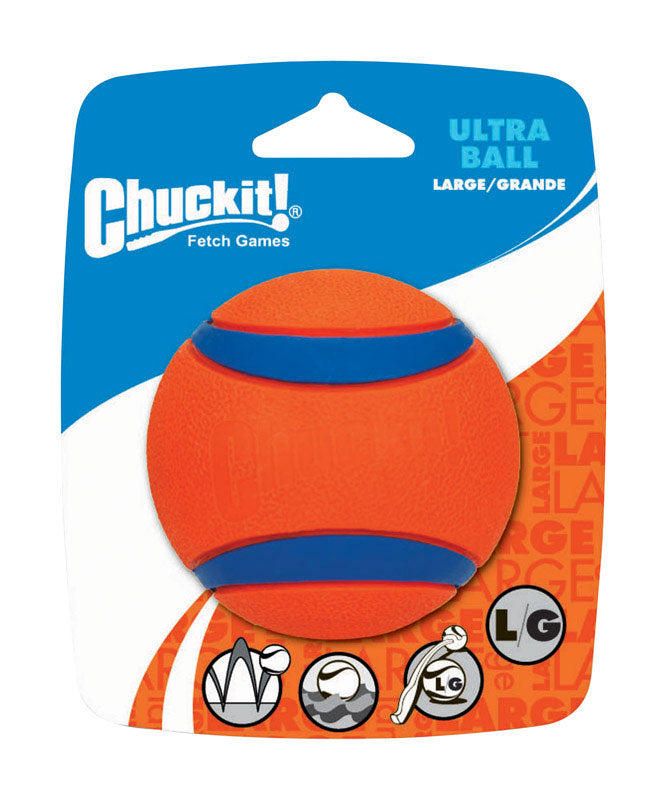 CHUCKIT - Chuckit Ultra Ball Blue/Orange Rubber Fetch Ball Dog Toy Large 1 pk