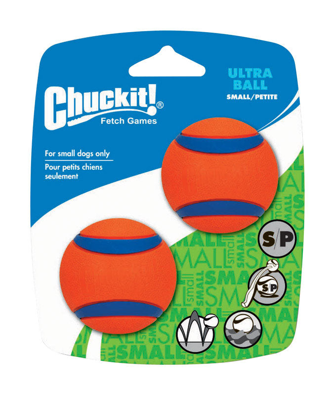 CHUCKIT! - Chuckit! Blue/Orange Rubber Fetch Ball Dog Toy Small 2 pk