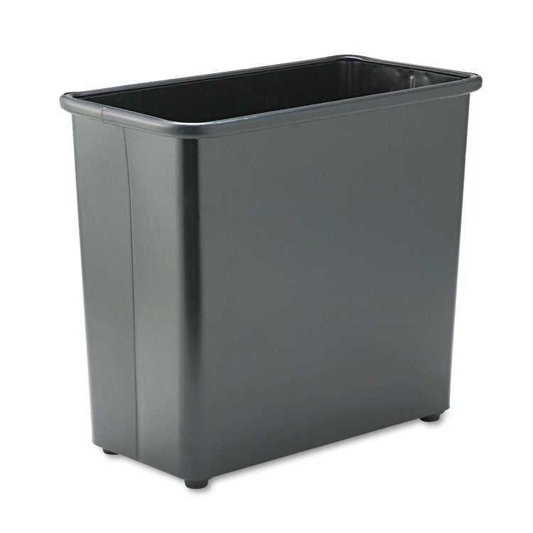 Safco - Square and Rectangular Wastebasket, 27.5 qt, Steel, Black