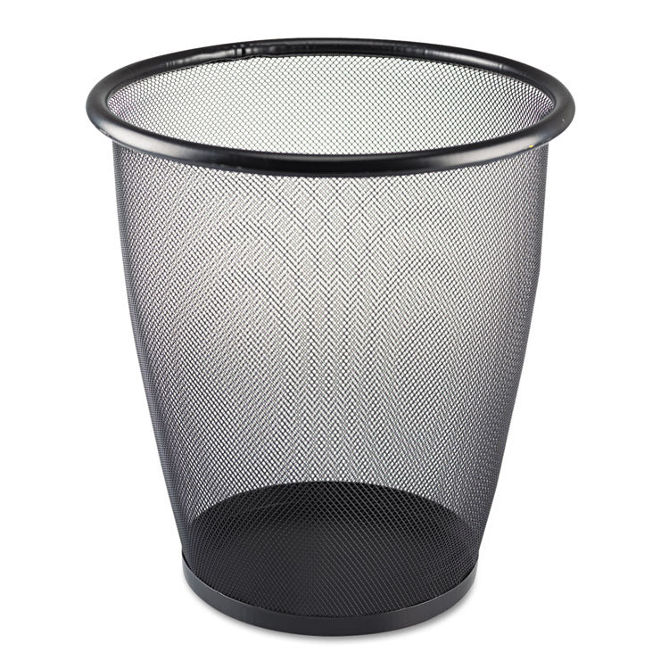 Safco - Onyx Round Mesh Wastebaskets, 5 gal, Steel Mesh, Black