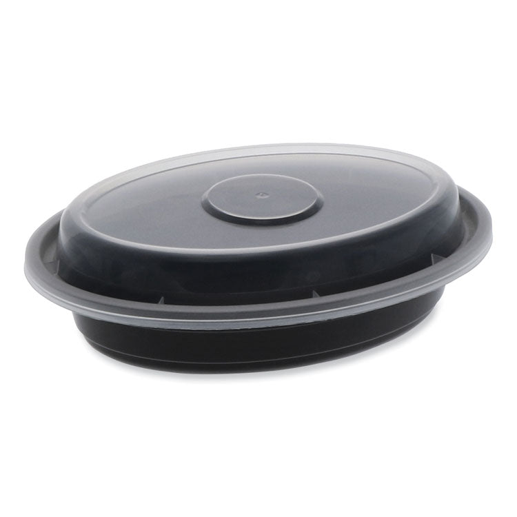 Pactiv Evergreen - Newspring VERSAtainer Microwavable Containers, Oval, 6 oz, 5.7 x 4 x 1.1, Black/Clear, Plastic, 150/Carton
