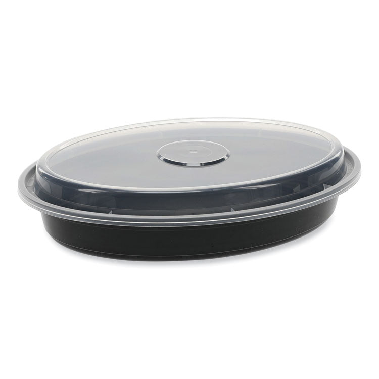 Pactiv Evergreen - Newspring VERSAtainer Microwavable Containers, Oval, 24 oz, 9.1 x 6.7 x 1.45, Black/Clear, Plastic, 150/Carton