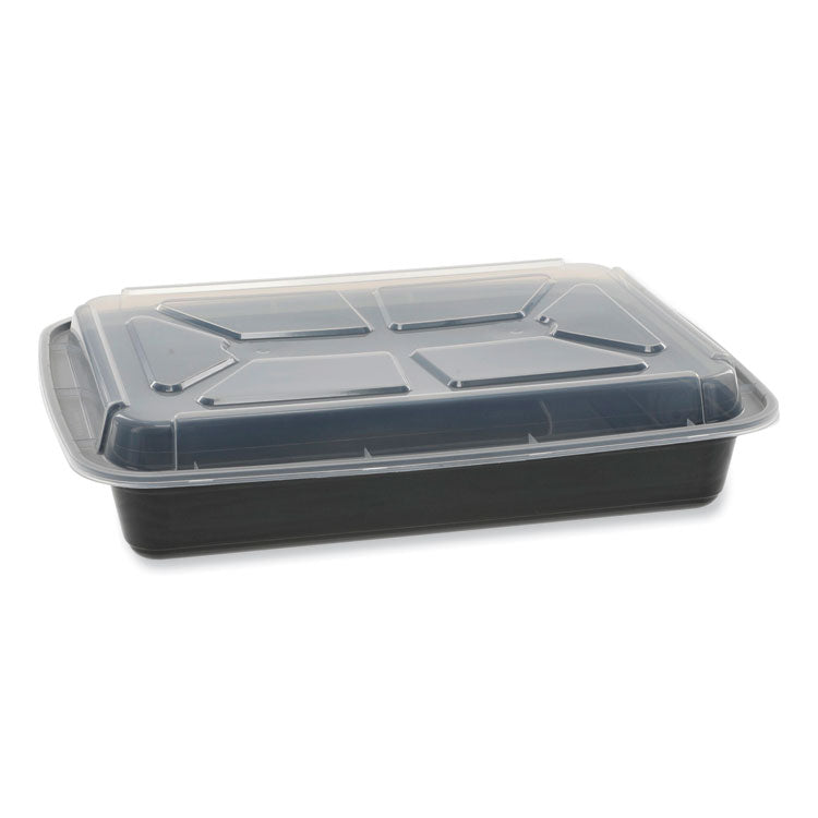 Pactiv Evergreen - Newspring VERSAtainer Microwavable Containers, Rectangular, 58 oz, 8.5 x 11.5 x 2.5, Black/Clear, Plastic, 150/Carton