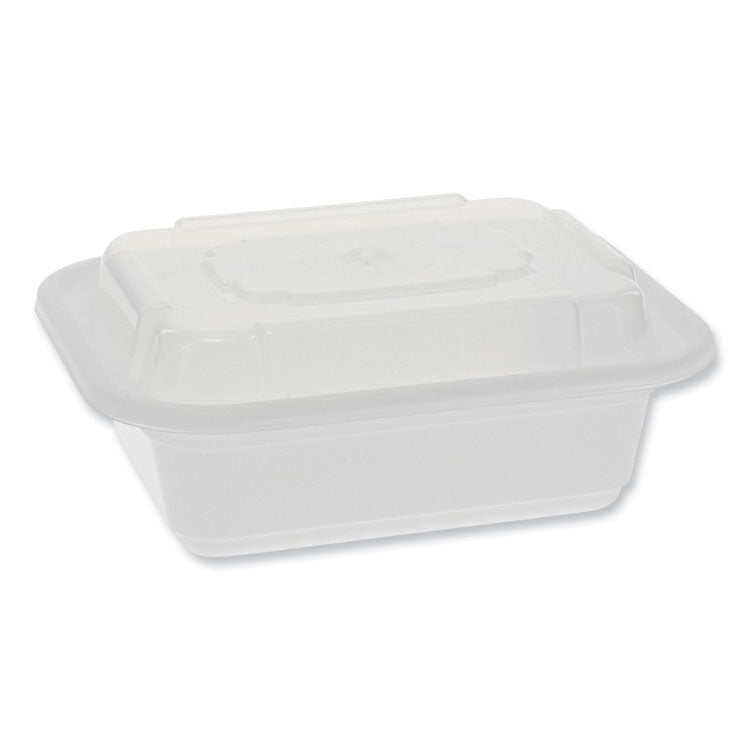 Pactiv Evergreen - Newspring VERSAtainer Microwavable Containers, Rectangular, 12 oz, 4.5 x 5.5 x 2.12, White/Clear, Plastic, 150/Carton