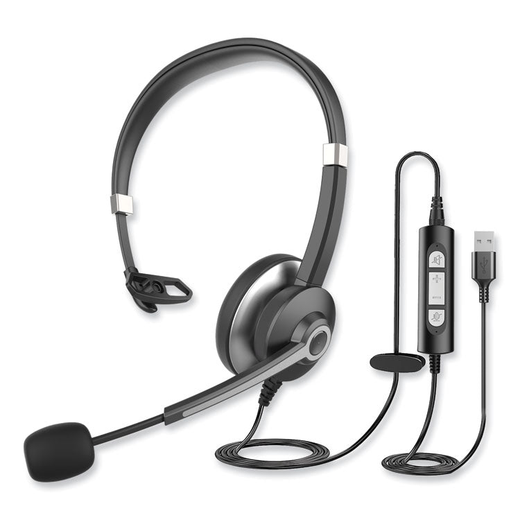 Innovera - IVR70001 Monaural Over The Head Headset, Black/Silver