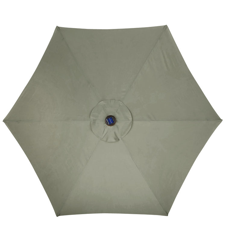 LIVING ACCENTS - Living Accents Solar LED 9 ft. Tiltable Taupe Market Umbrella