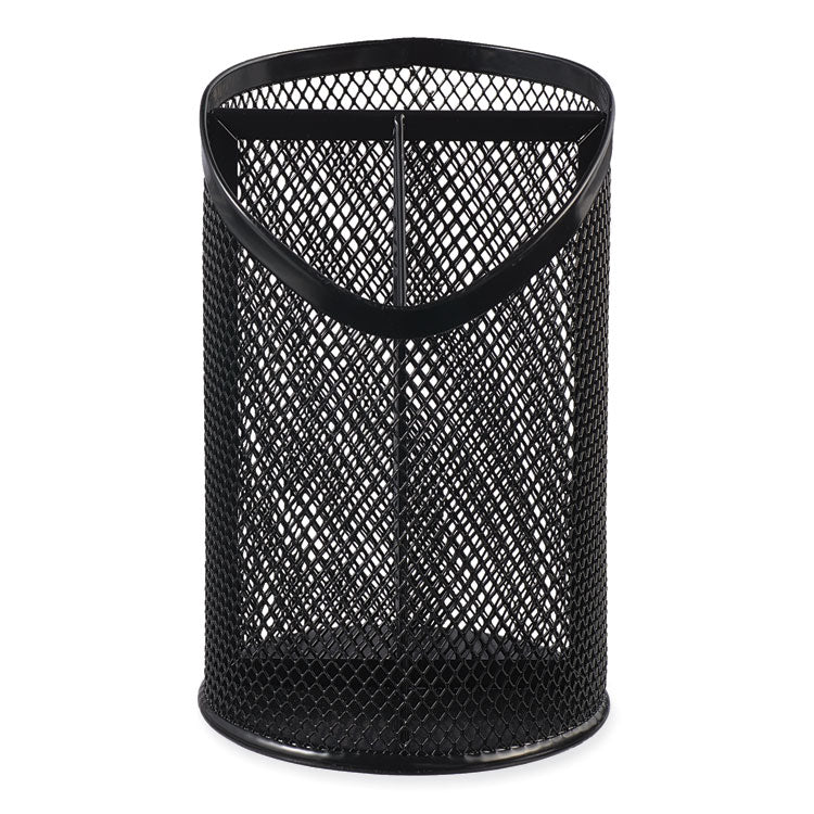 Universal - Metal Mesh 3-Compartment Pencil Cup, 4.13" Diameter x 6"h, Black