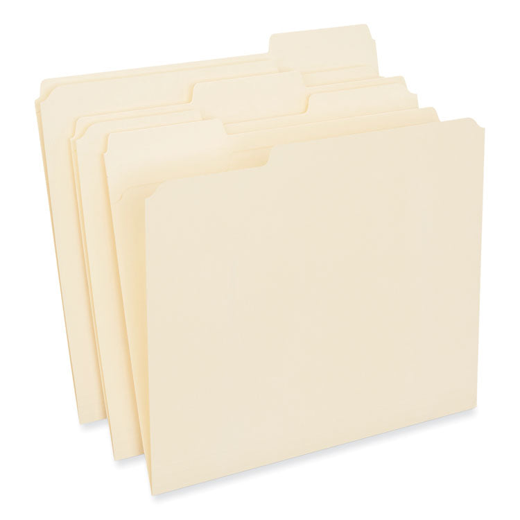 Universal - Reinforced Top Tab File Folders, 1/3-Cut Tabs: Assorted, Letter Size, 0.75" Expansion, Manila, 250/Carton