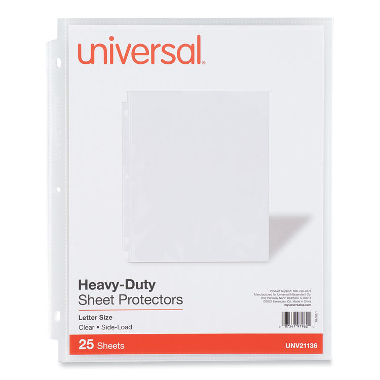 Universal - Side-Load Poly Sheet Protectors, Heavy Gauge, Letter Size, Clear, 25/Pack