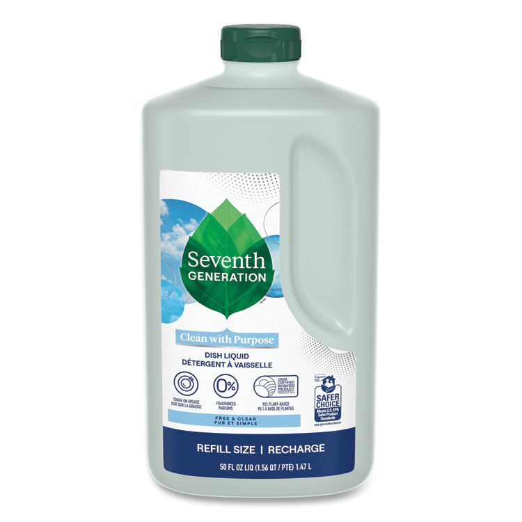 Seventh Generation - Natural Dishwashing Liquid, Free and Clear, 50 oz Bottle, 3/Carton