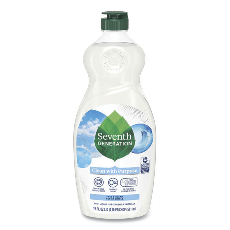 Seventh Generation - Natural Dishwashing Liquid, Free and Clear, 19 oz Bottle, 6/Carton