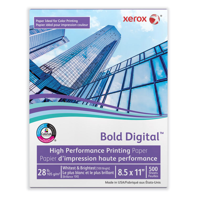 xerox - Bold Digital Printing Paper, 100 Bright, 28 lb Bond Weight, 8.5 x 11, White, 500/Ream