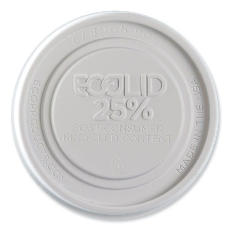 Eco-Products - Evolution World EcoLid 25% Recycled Food Container Lid, Fits 12 to 32 oz Containers, White, Plastic, 500/Carton