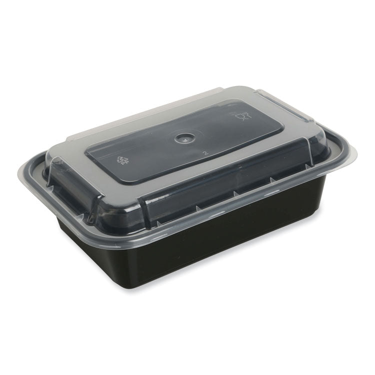 GEN - Food Container with Lid, 16 oz, 7.48 x 5.03 x 2.04, Black/Clear, Plastic, 150/Carton