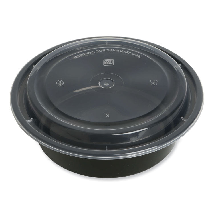 GEN - Food Container with Lid, 32 oz, 7.28 x 7.28 x 2.55, Black/Clear, Plastic, 150/Carton