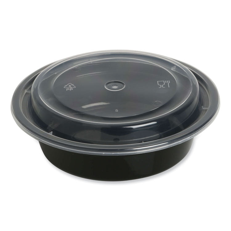 GEN - Food Container with Lid, 16 oz, 6.29 x 6.29 x 1.96, Black/Clear, Plastic, 150/Carton