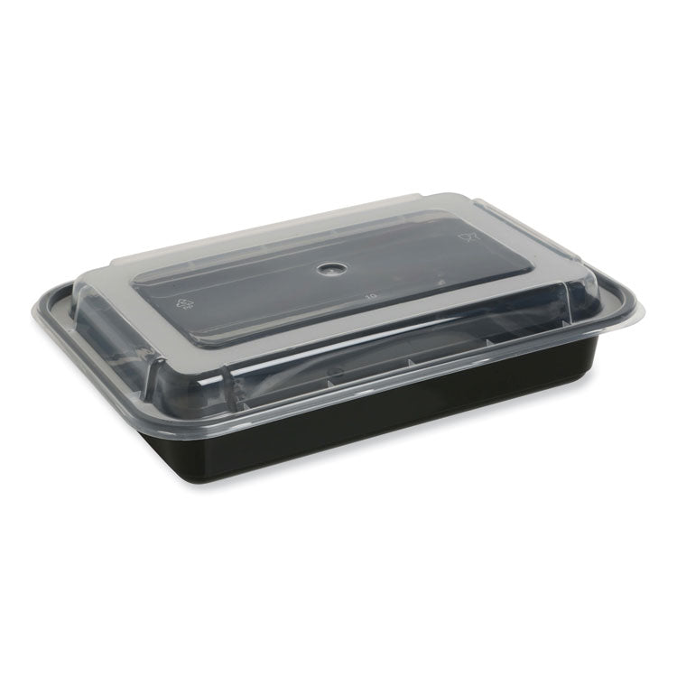 GEN - Food Container with Lid, 28 oz, 8.81 x 6.02 x 2.04, Black/Clear, Plastic, 150/Carton