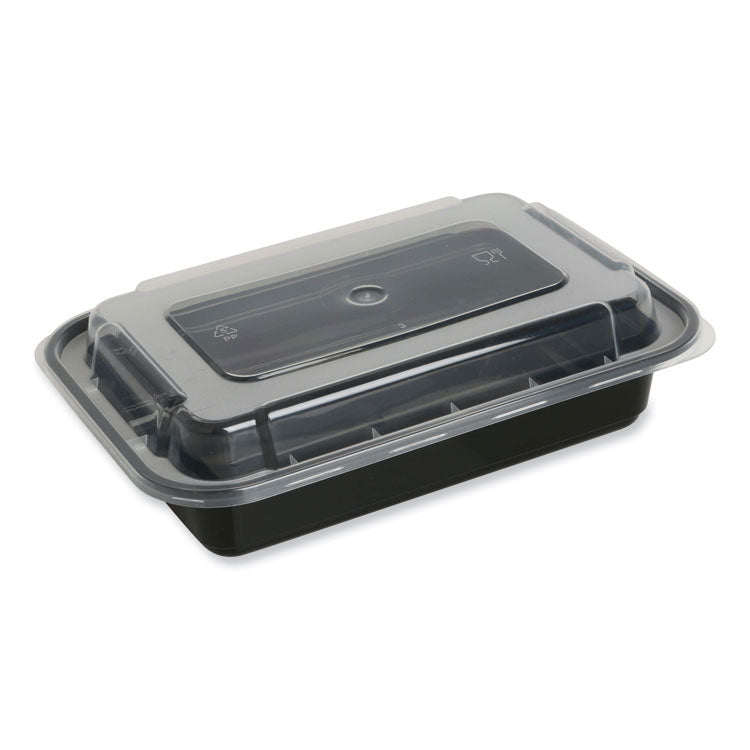 GEN - Food Container with Lid, 24 oz, 7.48 x 5.03 x 2.48, Black/Clear, Plastic, 150/Carton