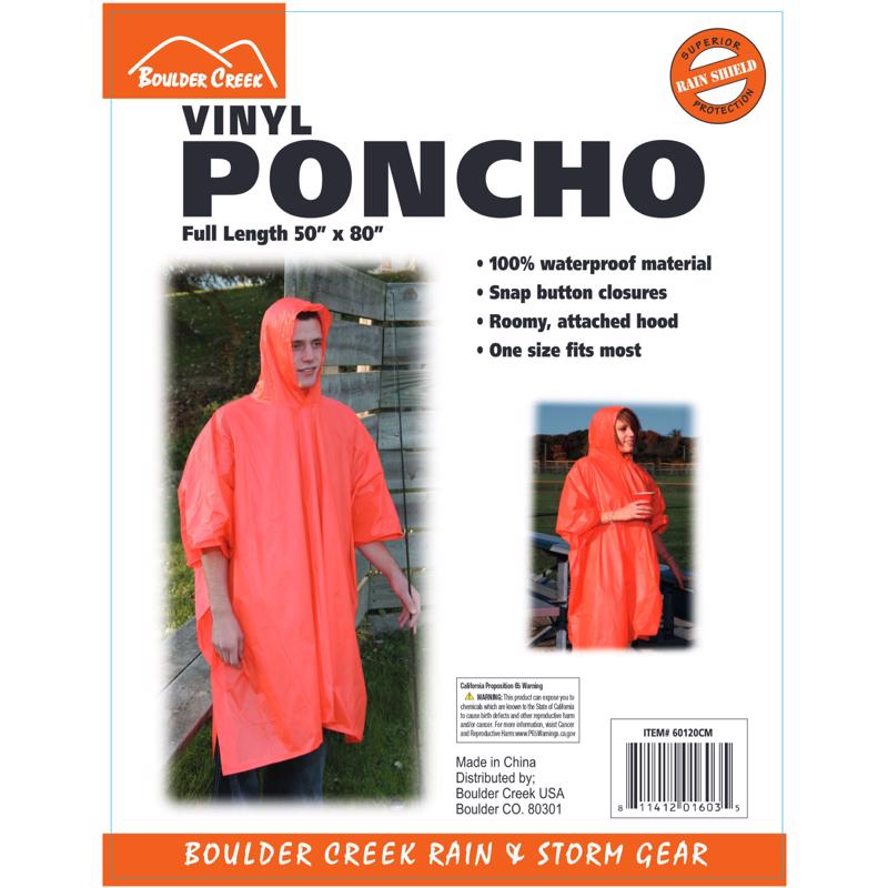 BOULDER CREEK - Boulder Creek Orange Vinyl Rain Poncho