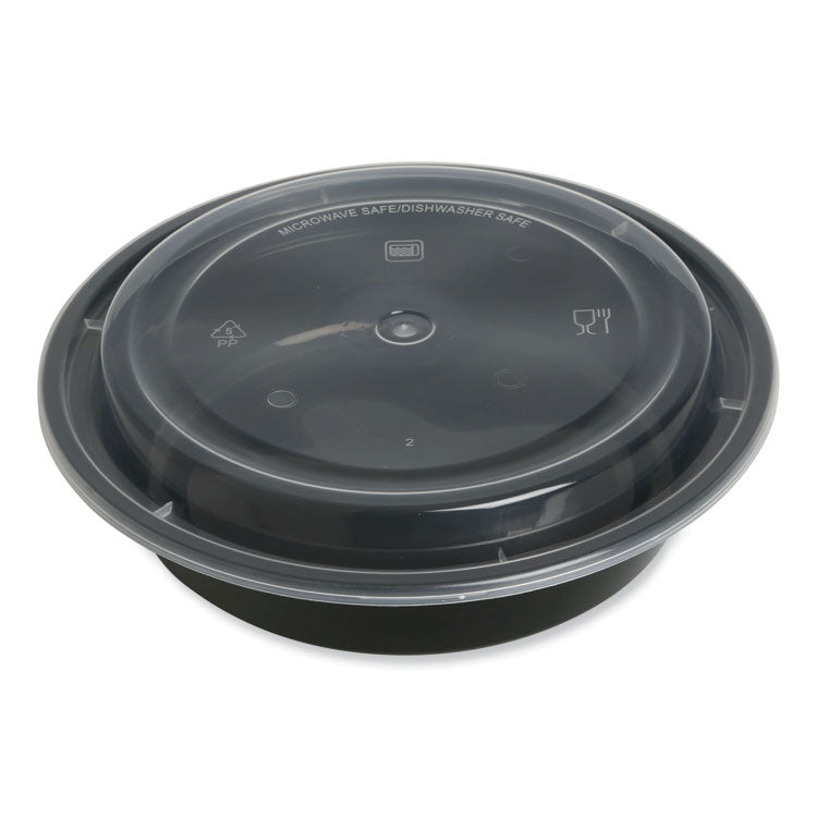 GEN - Food Container with Lid, 24 oz, 7.28 x 7.28 x 1.96, Black/Clear, Plastic, 150/Carton