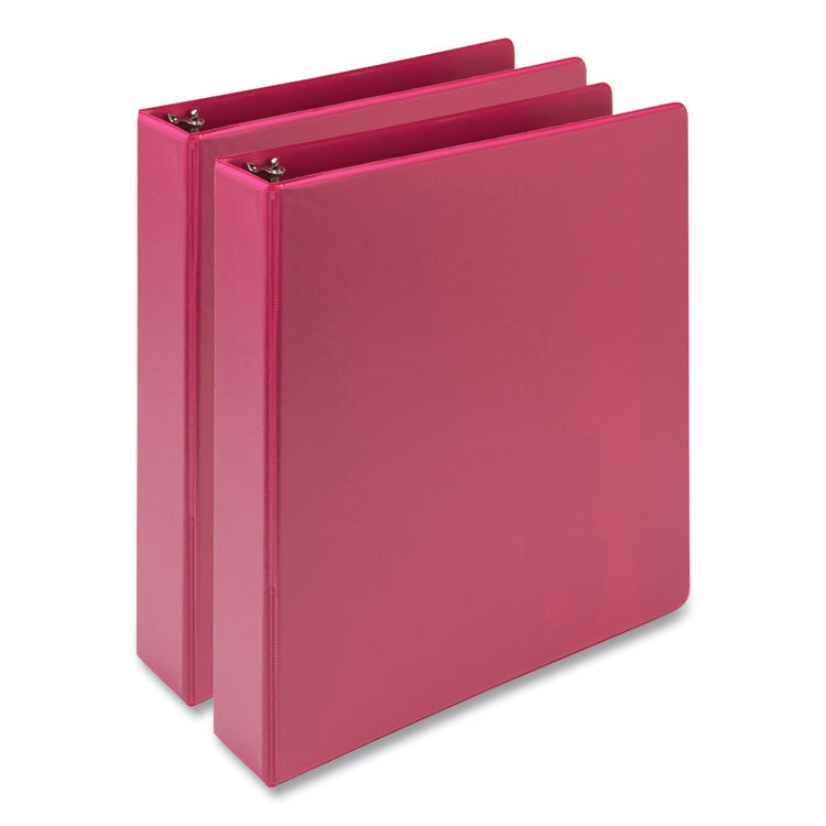 Samsill - Earth's Choice Plant-Based Economy Round Ring View Binders, 3 Rings, 1.5" Capacity, 11 x 8.5, Pink, 2/Pack