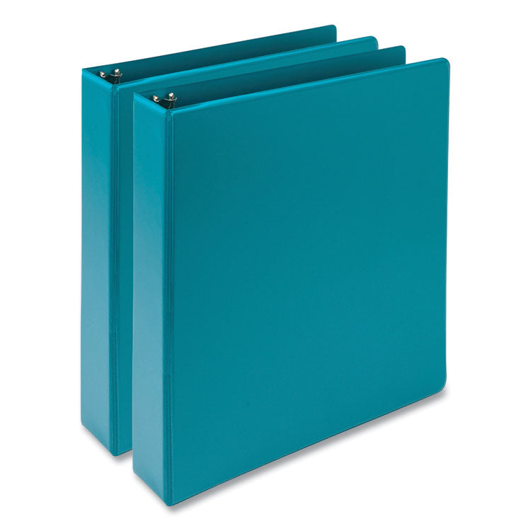 Samsill - Earth's Choice Plant-Based Economy Round Ring View Binders, 3 Rings, 1.5" Capacity, 11 x 8.5, Teal, 2/Pack