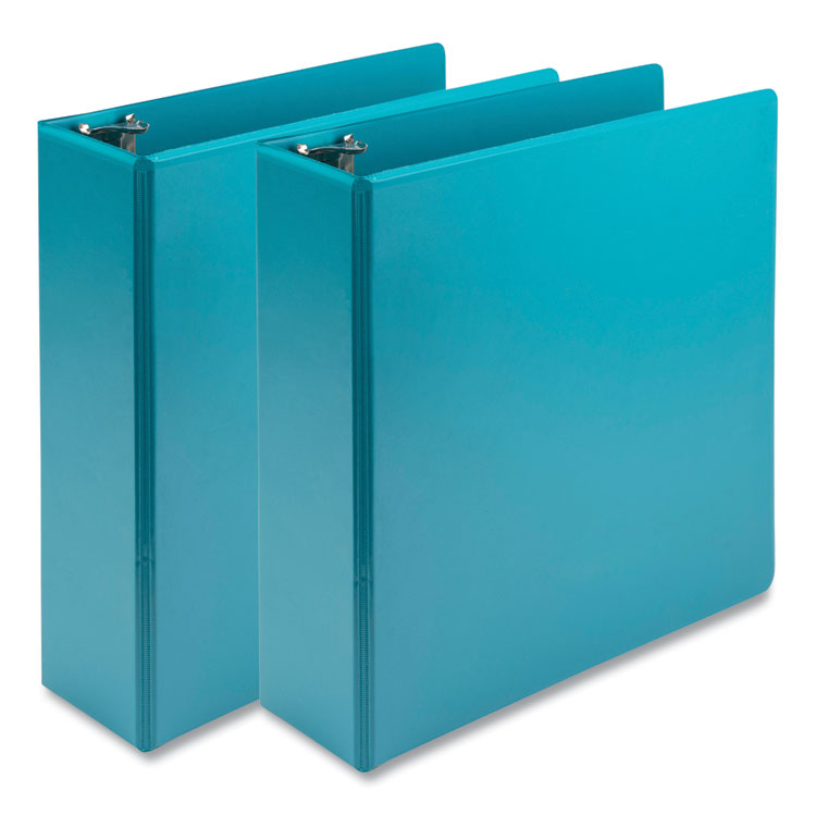 Samsill - Earth's Choice Plant-Based Economy Round Ring View Binders, 3 Rings, 3" Capacity, 11 x 8.5, Teal, 2/Pack