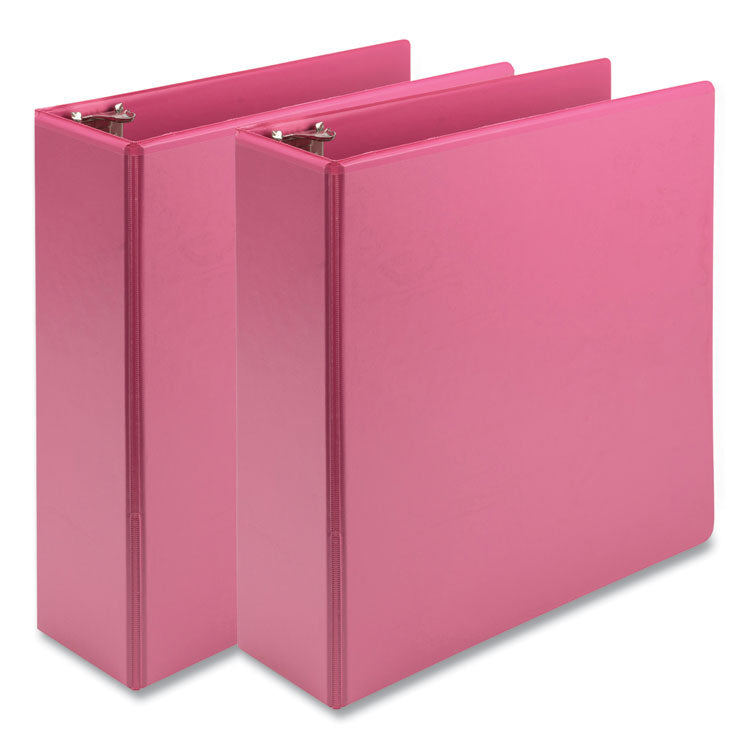 Samsill - Earth's Choice Plant-Based Economy Round Ring View Binders, 3 Rings, 3" Capacity, 11 x 8.5, Pink, 2/Pack