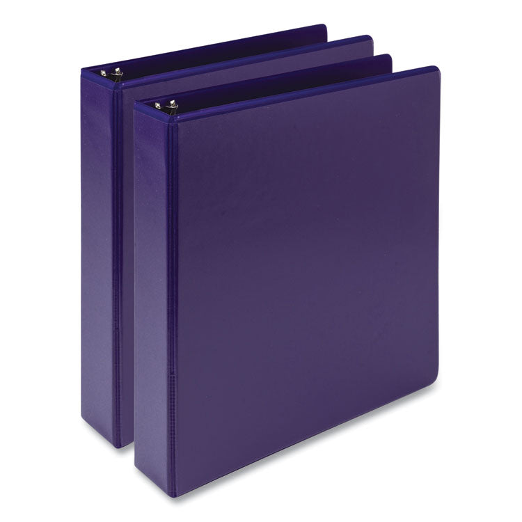 Samsill - Earth's Choice Plant-Based Economy Round Ring View Binders, 3 Rings, 1.5" Capacity, 11 x 8.5, Purple, 2/Pack