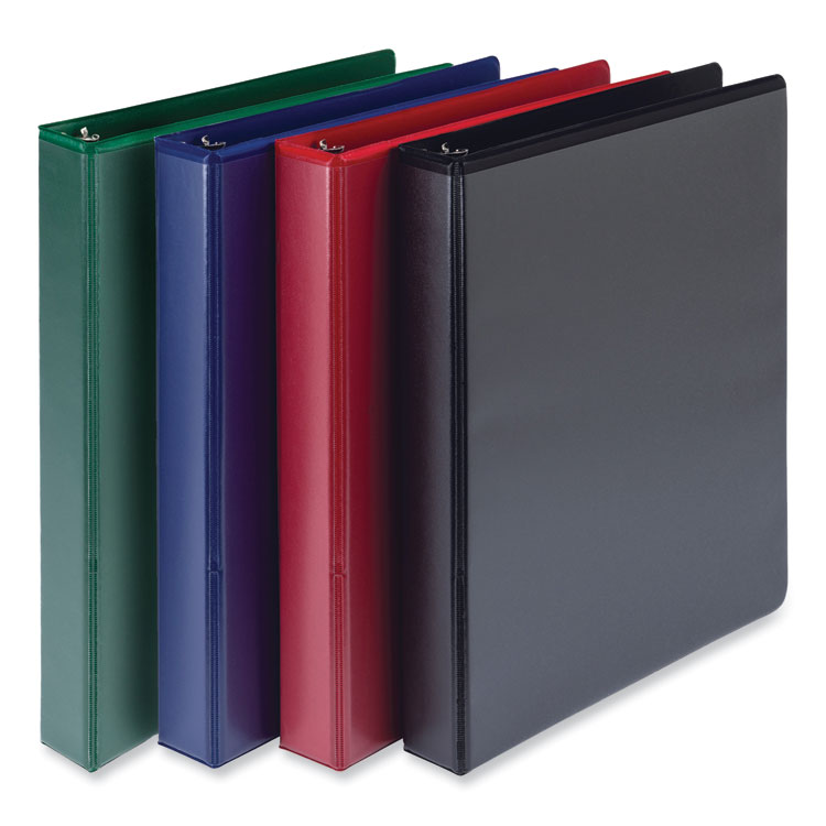 Samsill - Durable D-Ring View Binders, 3 Rings, 1" Capacity, 11 x 8.5, Black/Blue/Green/Red, 4/Pack