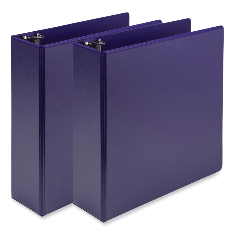 Samsill - Earth's Choice Plant-Based Economy Round Ring View Binders, 3 Rings, 3" Capacity, 11 x 8.5, Purple, 2/Pack