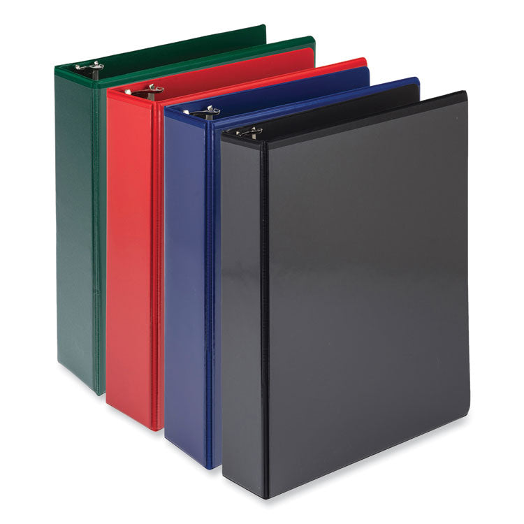 Samsill - Durable D-Ring View Binders, 3 Rings, 2" Capacity, 11 x 8.5, Black/Blue/Green/Red, 4/Pack