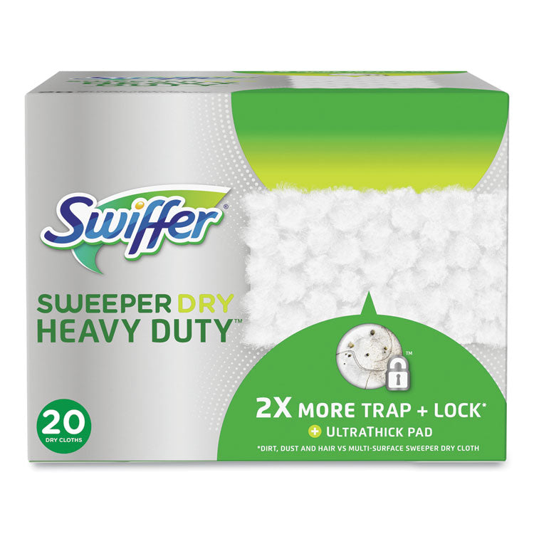 Swiffer - Heavy-Duty Dry Refill Cloths, 10.3 x 7.8, White, 20/Pack, 4 Packs/Carton