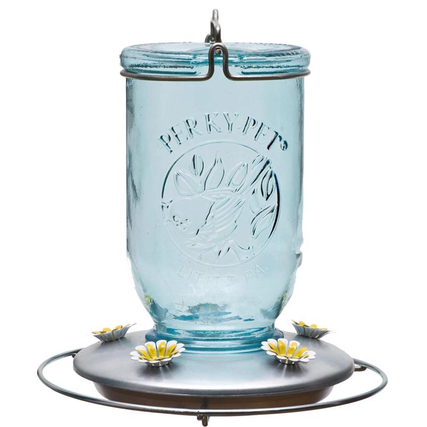 Perky-Pet Hummingbird 32 oz Glass/Metal Mason Jar Nectar Bird Feeder 5 ports - Case of 2