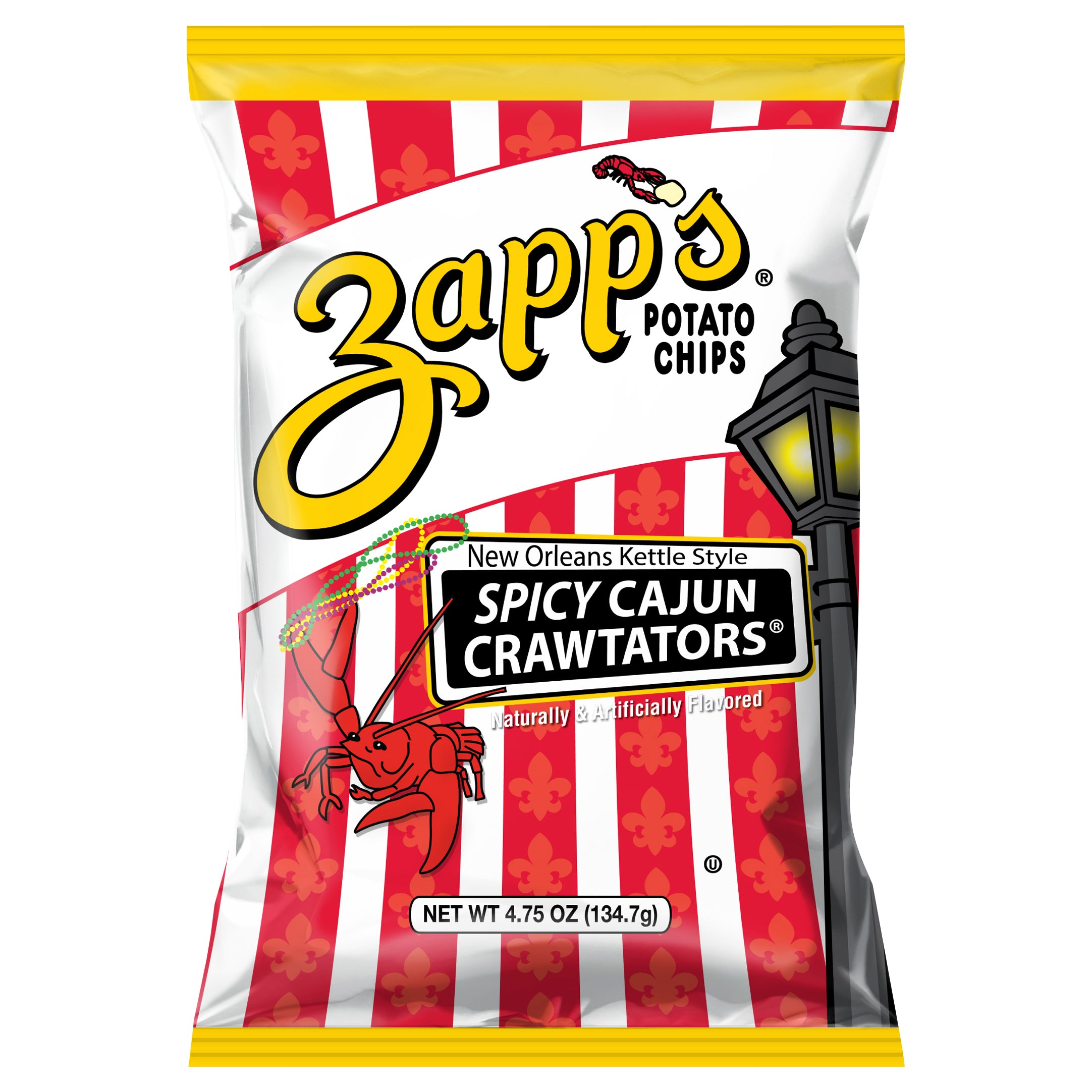 4.75 oz Zapp's Spicy Cajun Crawtators New Orleans Kettle Style Potato Chips - Case of 12