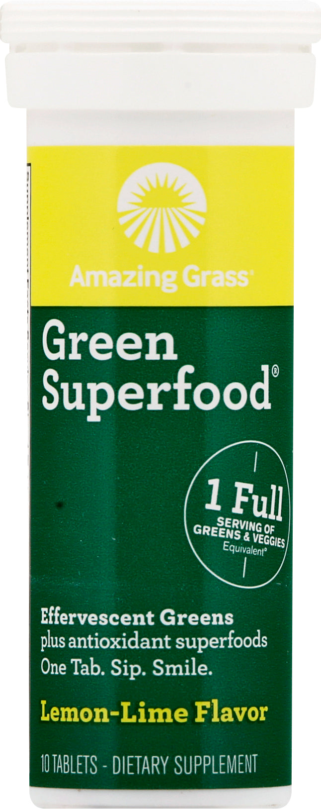 Amazing Grass Tablets Lemon-Lime Flavor Effervescent Greens 10 ea - Case of 6