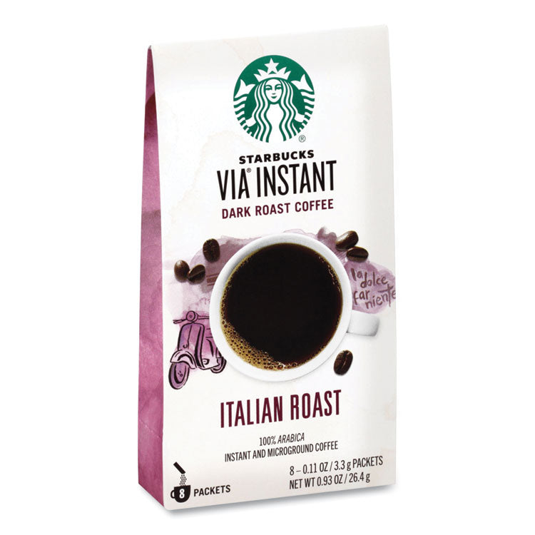 Starbucks - VIA Ready Brew Coffee, 0.11 oz, Italian Roast, 8 Packets/Bag, 12 Bags/Carton