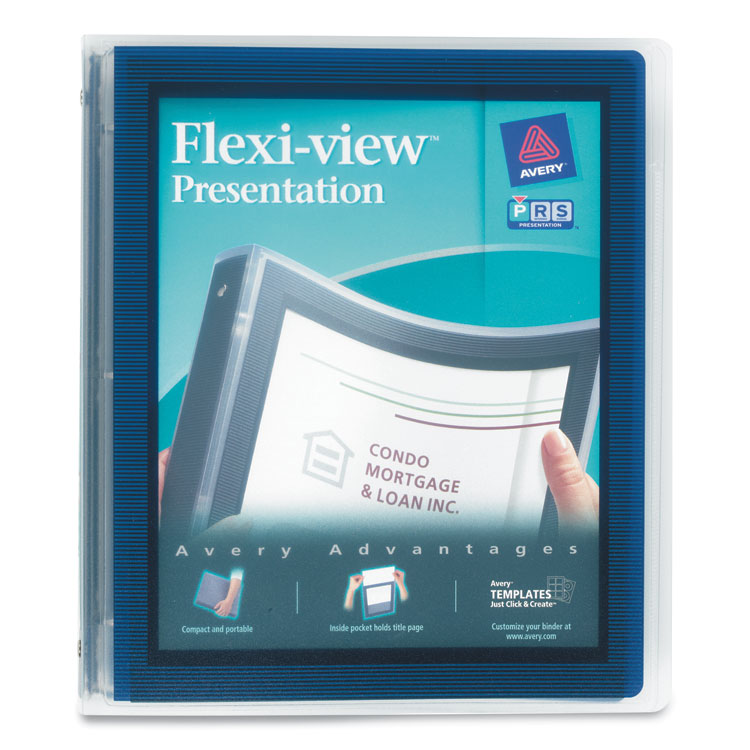 Avery - Flexi-View Binder with Round Rings, 3 Rings, 1" Capacity, 11 x 8.5, Navy Blue