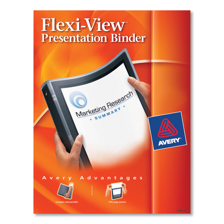 Avery - Flexi-View Binder with Round Rings, 3 Rings, 0.5" Capacity, 11 x 8.5, Black