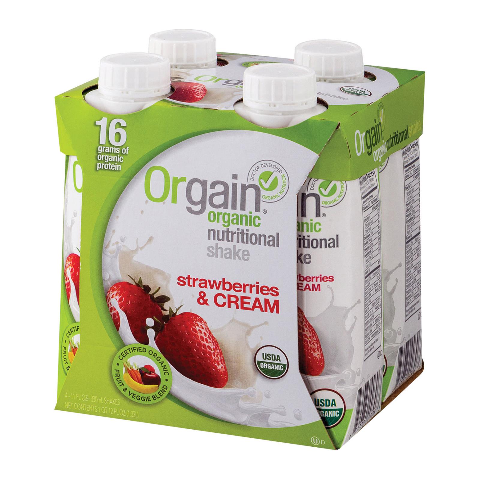 Orgain Nut Shake - Organic - Strawberry & Cream - Case of 3 - 4/11 fl oz