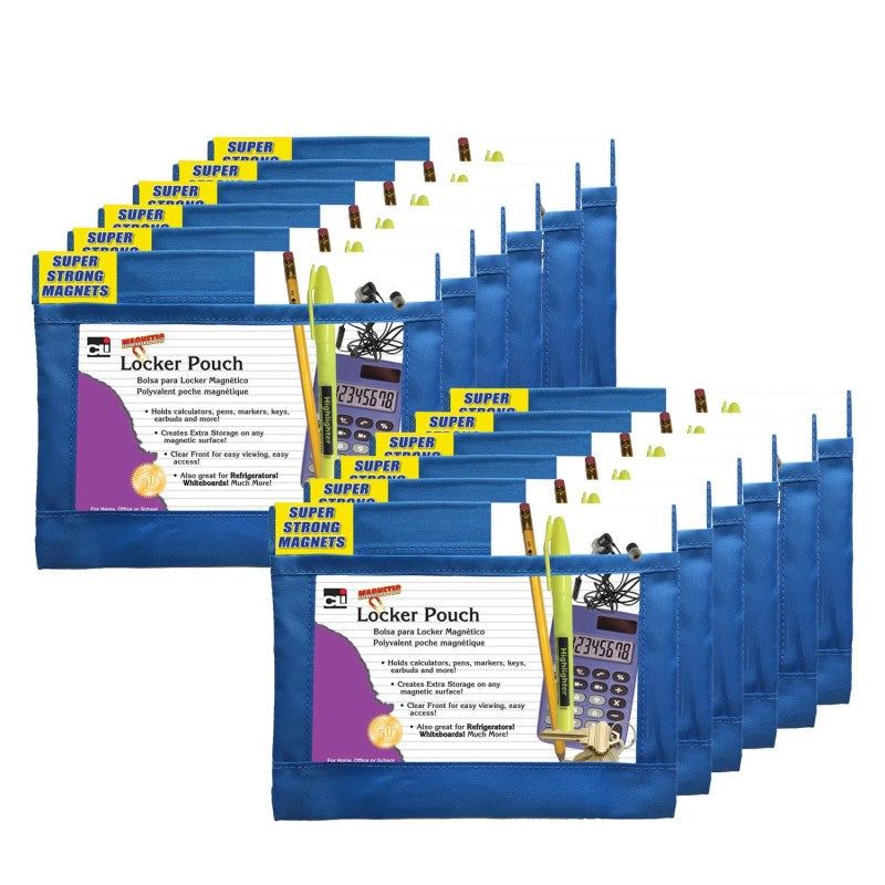 CHARLES LEONARD - Magnetic Whiteboard Pouch, 8 x 6-3/4 Inches, Blue, Pack of 12