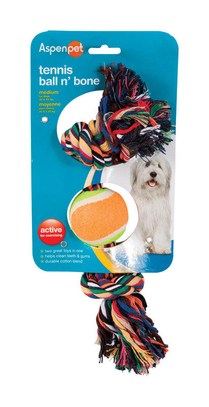 ASPEN PET - Aspen Pet Multicolored Cotton Rope Bone and Ball Dog Toy Medium