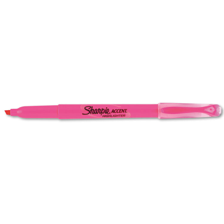 Sharpie - Pocket Style Highlighters, Fluorescent Pink Ink, Chisel Tip, Pink Barrel, Dozen