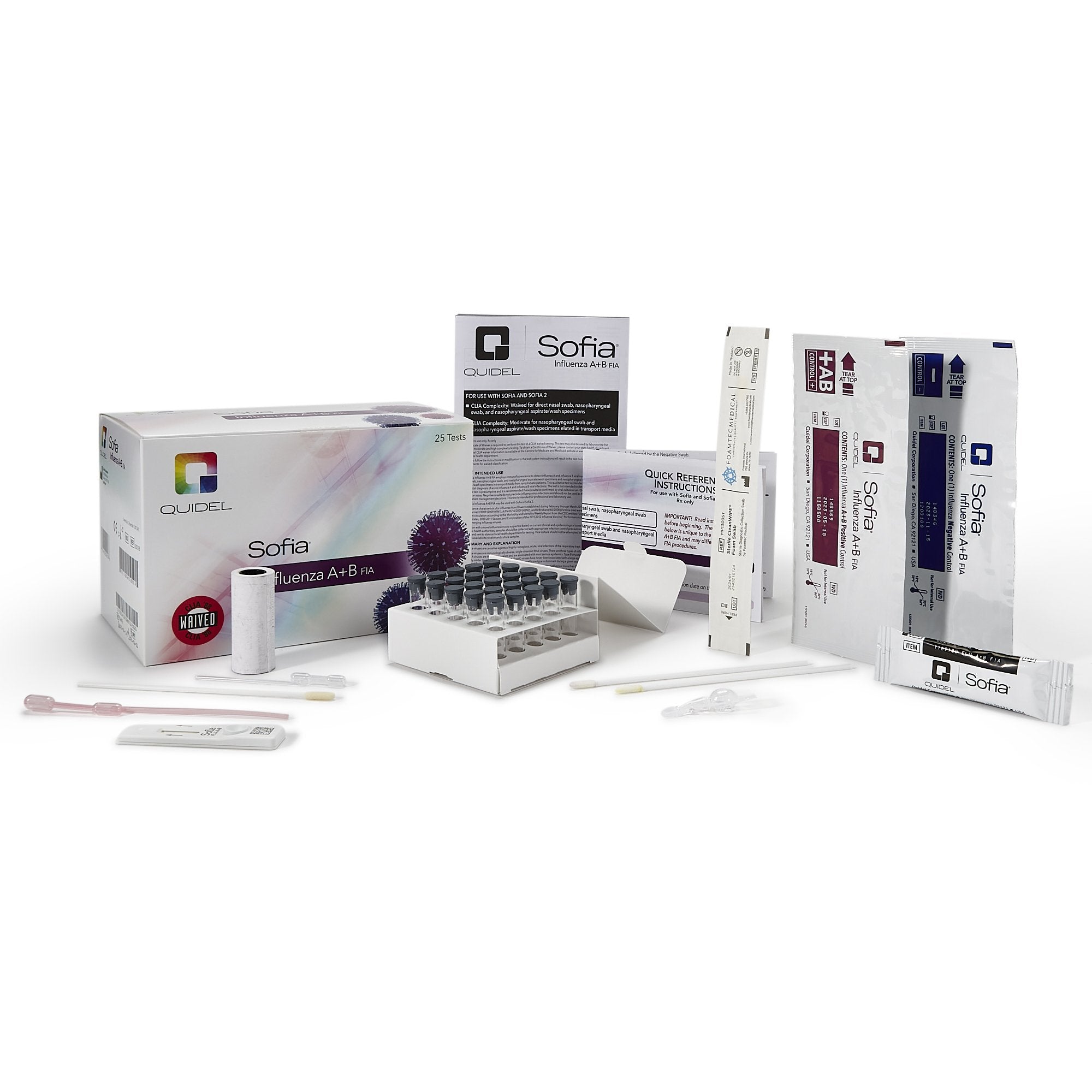 Quidel - Respiratory Test Kit Sofia® Influenza A+B FIA Influenza A + B 25 Tests CLIA Waived Sample Dependent [1/KT]