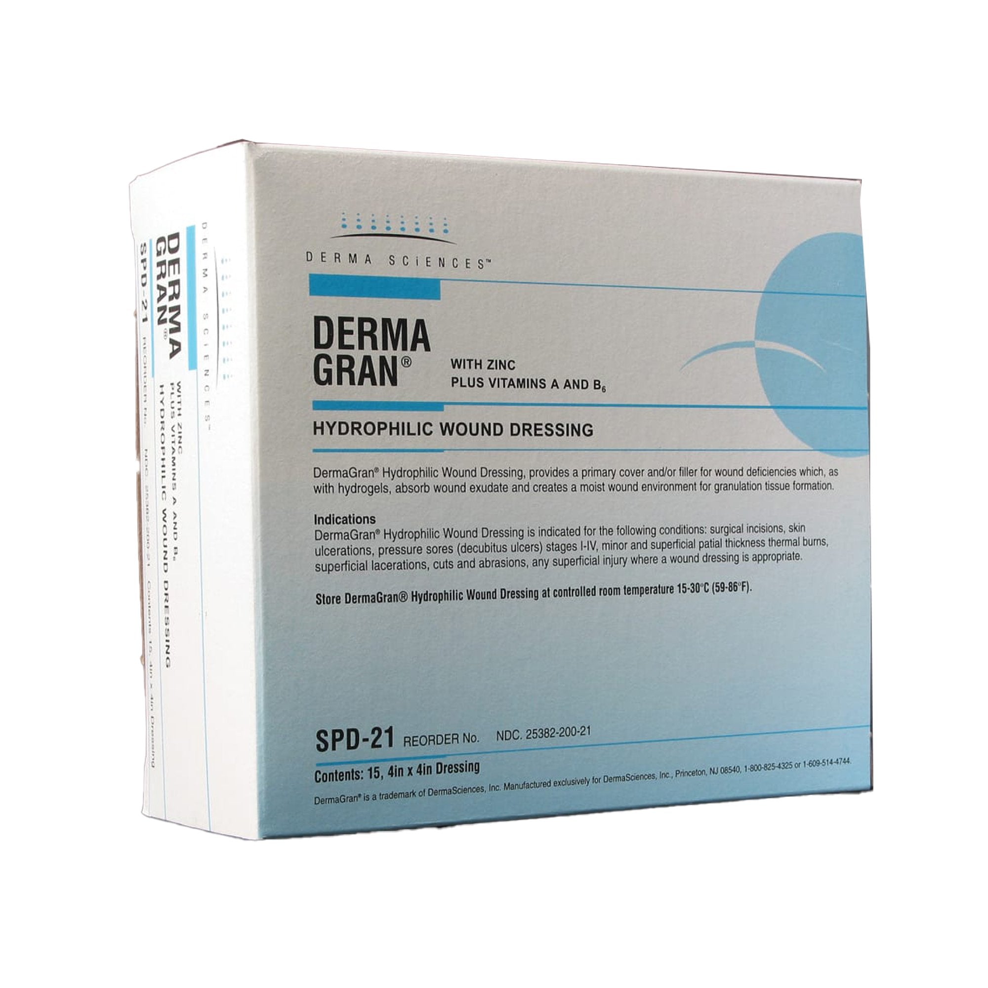 Gentell - Zinc Impregnated Dressing Dermagran® B Square 4 X 4 Inch Sterile [15/BX]