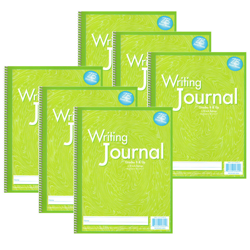 ZANER-BLOSER - Writing Journal, Liquid Color, 3/8" Ruling, Grades 4+, Pack of 6